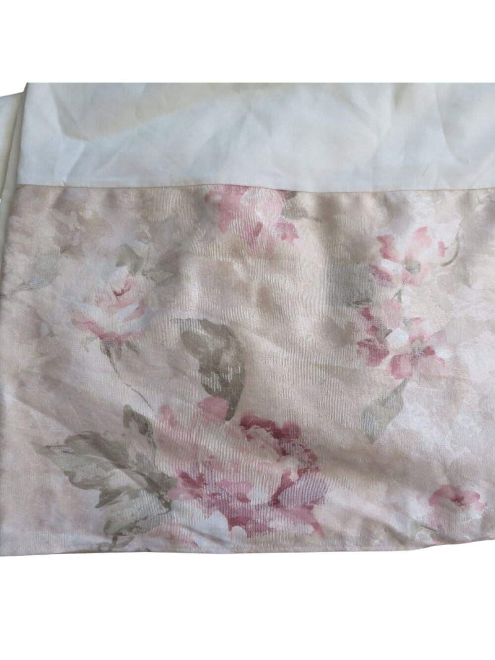 Vintage Croscill Antique Rose Floral Bedskirt Queen Size 14" Drop